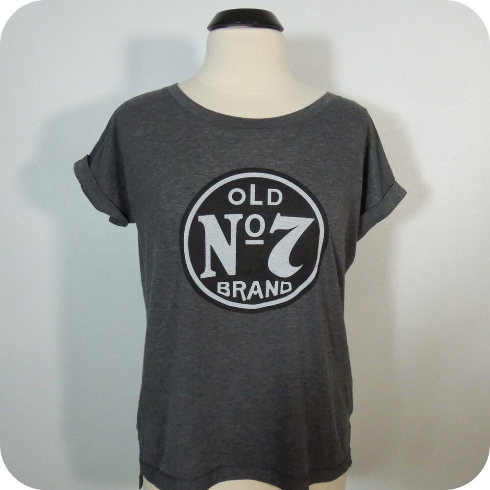 JACK DANIEL'S Shirt M / L Gray Womens OLD NO 7 BRAND Logo Short Sleeves
